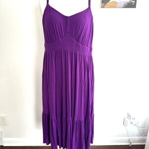 Super Soft Purple Tiered Midi Dress